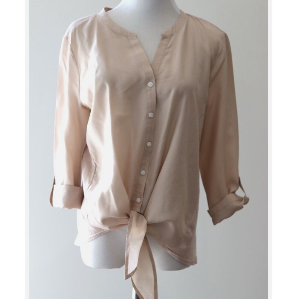 Soft Joie Blush Pink Blouse Tie Front Silk Top